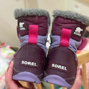 Sorel toddler insulated and waterproof Boots - Burgundy and Lavender